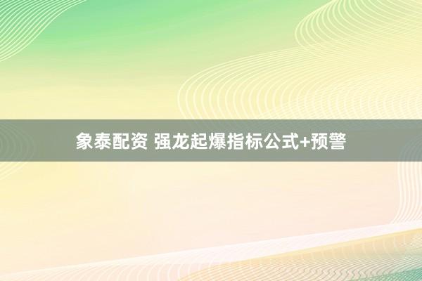 象泰配资 强龙起爆指标公式+预警